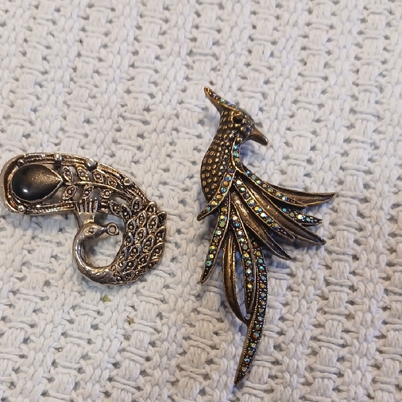 Gold and Silver Bird Brooch/ Pendant Set - Picture 2 of 9